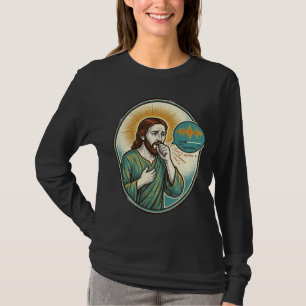 Jesus hoestend midden spraakbericht audiobericht t t-shirt