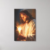 Jesus Holding Candle Canvas Print (Voorkant)