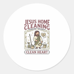 Jesus Home Schoonmaken Schoon Hart Jezus Thuis Sch Ronde Sticker