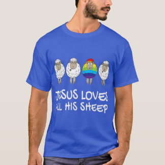 Jesus houdt van al zijn schapen Regenboog LGBTQ be T-shirt
