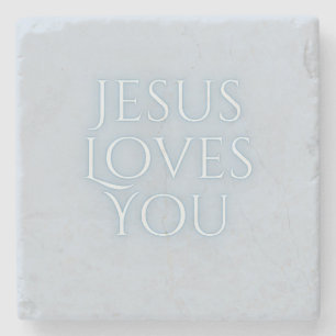Jesus houdt van Christelijk typografie ontwerp Stenen Onderzetter