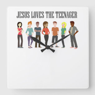 JESUS HOUDT VAN DE TEENAGER CLOCK VIERKANTE KLOK