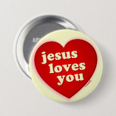 jesus houdt van je Red Heart Button (Voorkant /achterkant)