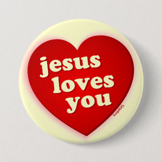 jesus houdt van je Red Heart Button