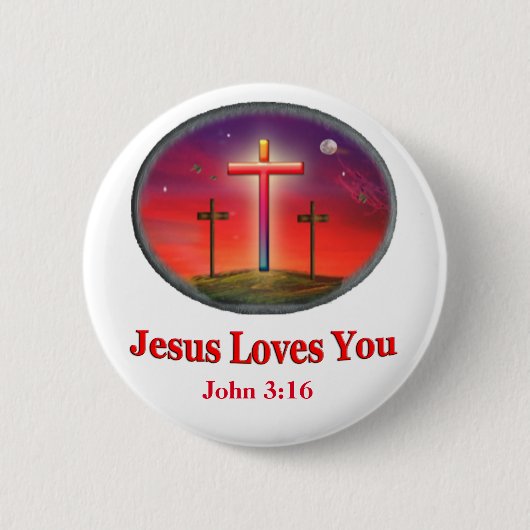 jesus houdt van je ronde button 5,7 cm (Voorkant)