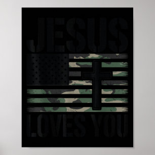 Jesus Houdt Van Jou Camouflage Kerstmis 4 Juli Man Poster