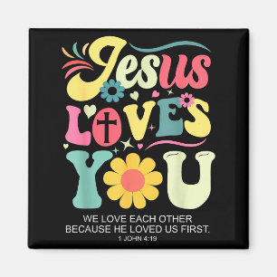 Jesus Houdt van Jou Christelijk Kruis God Geloof B Magneet