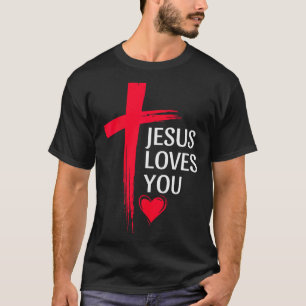 Jesus Houdt Van Jou Christelijke Liefde Kruis Hart T-shirt