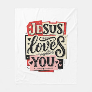 Jesus Houdt Van Jou Vintage Gravure Christelijke T Fleece Deken
