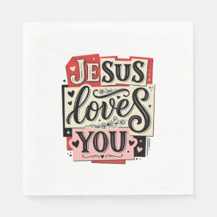 Jesus Houdt van Jou Vintage Gravure Christelijke T Servet