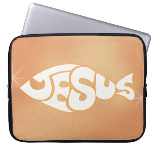 "Jesus" in Fish Shape Christelijk Pastor cadeau Laptop Sleeve