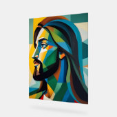 Jesus in green cubism 6 acryl bord (Hoek)