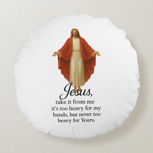 Jesus in Red and White Rond Kussen (Voorkant)