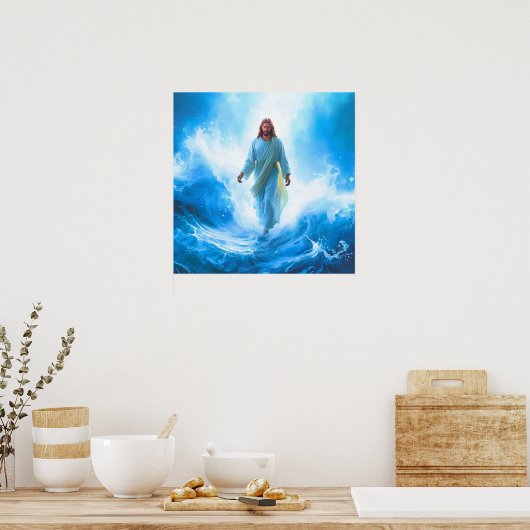 Jesus In The ocean Poster Print (Keuken)