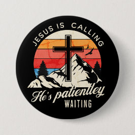 Jesus is calling ronde button 7,6 cm