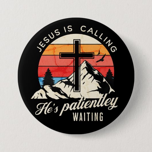Jesus is calling ronde button 7,6 cm (Voorkant)