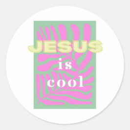 Jesus is Cool, PopArt Sticker, Christelijke Gift Ronde Sticker