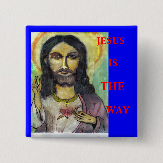 JESUS, IS, DE, MANIER VIERKANTE BUTTON 5,1 CM