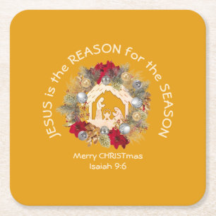 JESUS IS DE REDEN Christelijk Vierkante Kartonnen Onderzetter