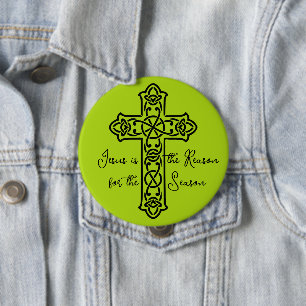 Jesus is de reden kruis kerstmis ronde button 4,0 cm