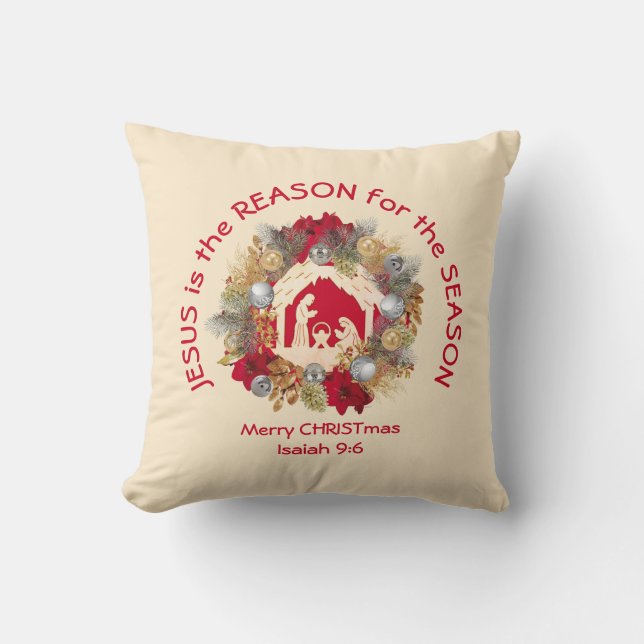 JESUS IS DE REDEN VAN HET Sierkussen VOOR Kerstmis (Voorkant)