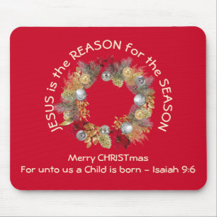 JESUS IS DE REDEN VAN Rode Kerstmis Muismat