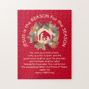 JESUS IS DE REDEN VOOR Christelijke Kerstmis Legpuzzel