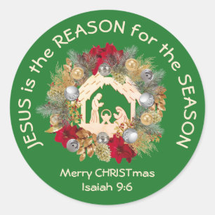 JESUS IS DE REDEN VOOR groen kerstfeest Ronde Sticker