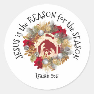 JESUS IS DE REDEN VOOR Kerstmis Ronde Sticker
