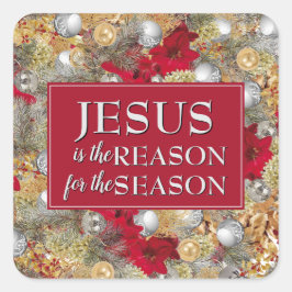 JESUS IS DE REDEN VOOR Kerstmis Vierkante Sticker