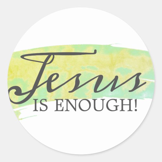 JESUS IS GENOEG! RONDE STICKER (Voorkant)