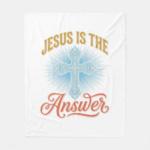 Jesus Is het Antwoord Christelijk Kruis Vectorontw Fleece Deken