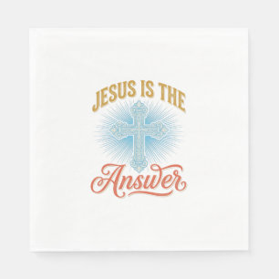 Jesus Is het Antwoord Christelijk Kruis Vectorontw Servet