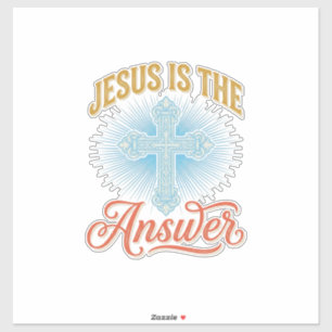 Jesus Is het Antwoord Christelijk Kruis Vectorontw Sticker