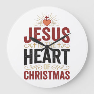 Jesus is het hart van het Kerstmis Vintage T-shirt Grote Klok