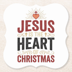 Jesus is het hart van het Kerstmis Vintage T-shirt Kartonnen Onderzetters
