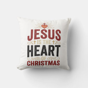 Jesus is het hart van Kerstmis Vintage T-shirt Kussen