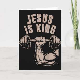 Jesus Is King Barbell Kruis Funny Christelijke Wor Kaart