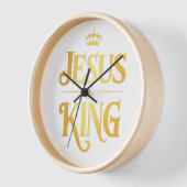 Jesus Is King Gold Crown Minimalist Wall Clock (Hoek)