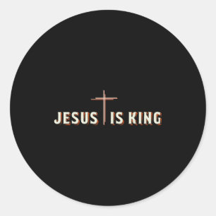 Jesus Is King Kruis God Christelijke Grafiek Ronde Sticker