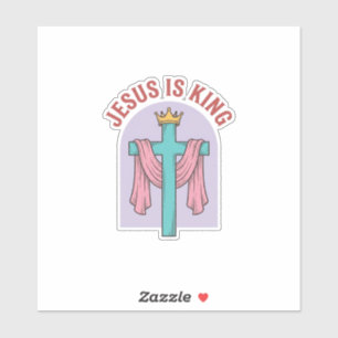 Jesus Is King Kruis Kroon Vintage Christelijk T-Sh Sticker
