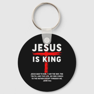 Jesus Is King Mannen Vrouwen Christelijk Cross Boy Sleutelhanger