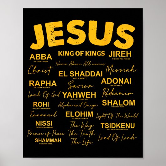 Jesus Is King Names Of God Hebrew Jesus Christian Poster (Voorkant)