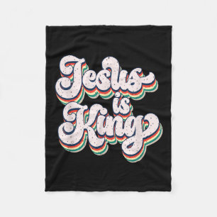 Jesus Is King Retro Geloofsverklaring Design Fleece Deken