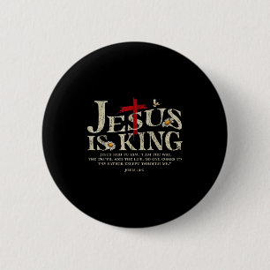 Jesus Is Koning Bijbelvers Johannes 14_6 Christeli Ronde Button 5,7 Cm