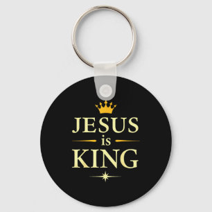 Jesus Is Koning _ Christelijk Geloof Ontwerp Sleutelhanger