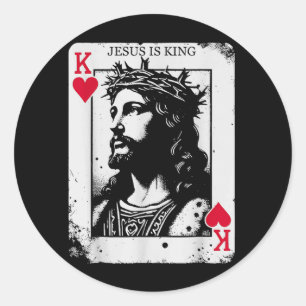 Jesús is Koning Kaart Christelijke Koning van Hart Ronde Sticker