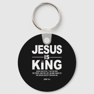 Jesus Is Koning Religieus Geloof God Christelijke Sleutelhanger