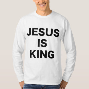 Jesus is Koning Vet Zwart Tekst Christelijk Religi T-shirt