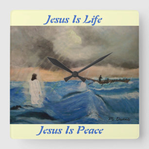 Jesus Is Life… Jesus Is Peace Wall Clock Vierkante Klok